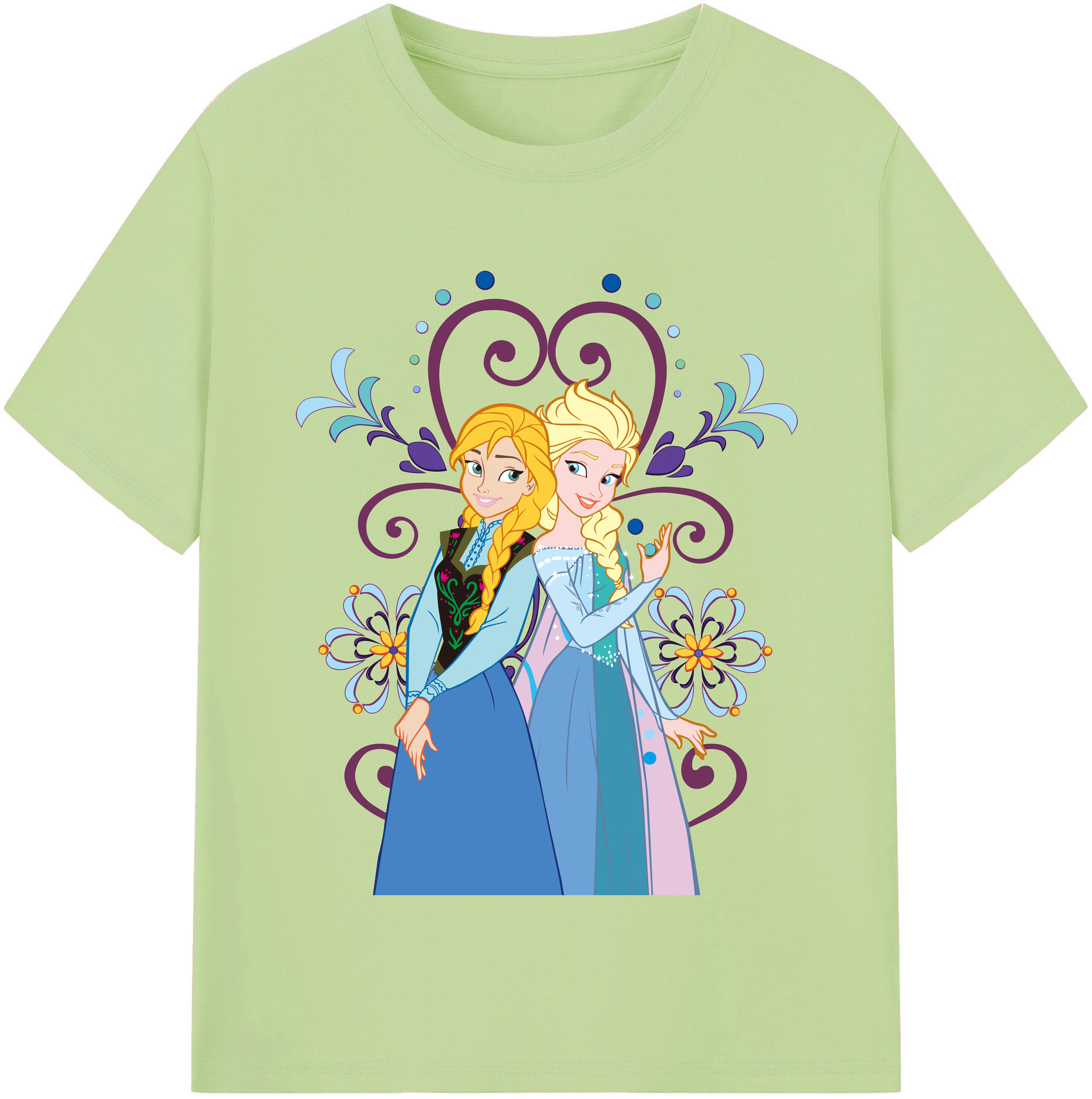 （画像用） アナと雪の女王 アンナ エルサ Frozen Anna Elsa 綿100％半袖Tシャツ（フロントプリント）